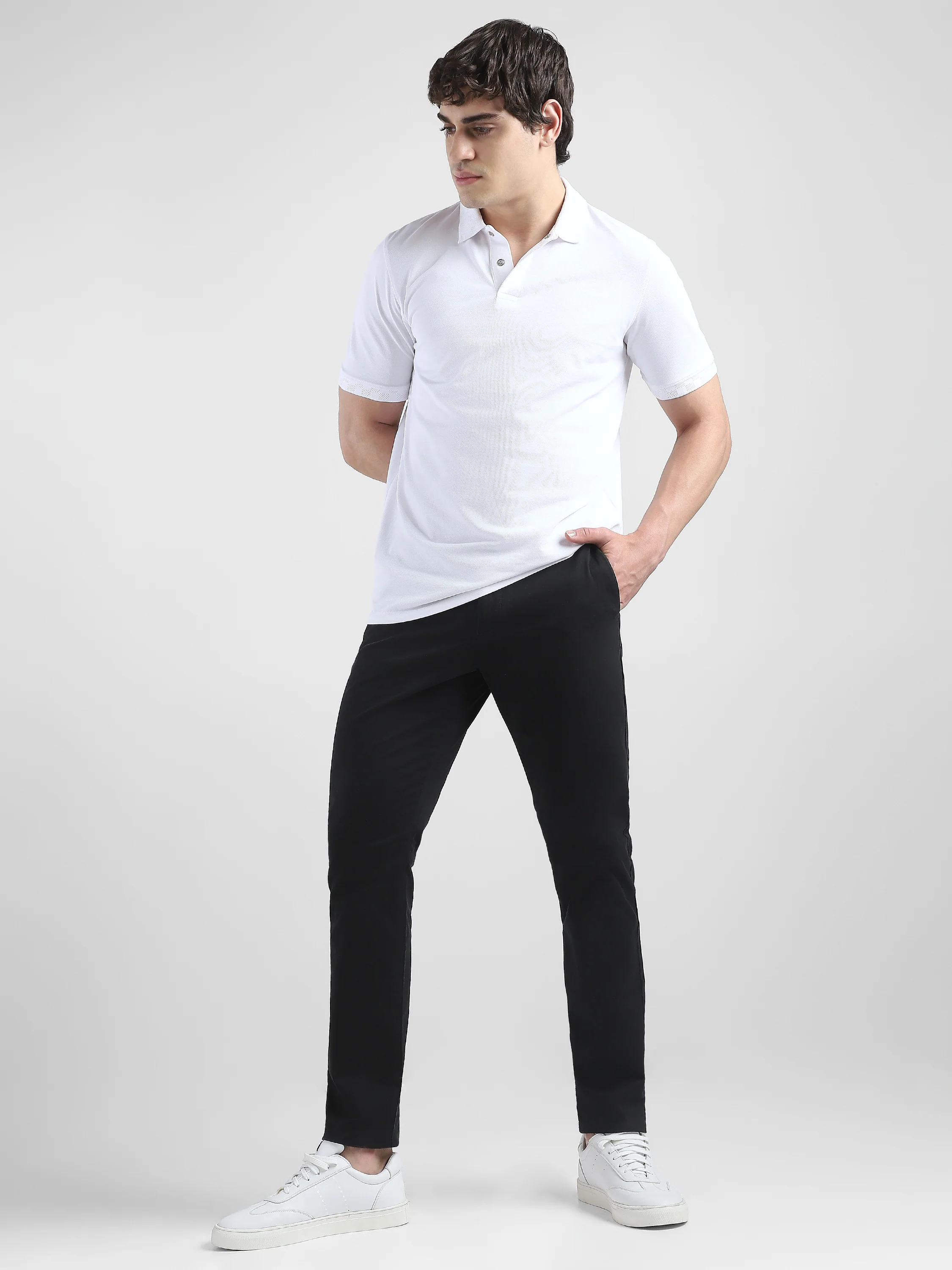 Men Black Mid Rise Regular Fit Trouser - Image 2
