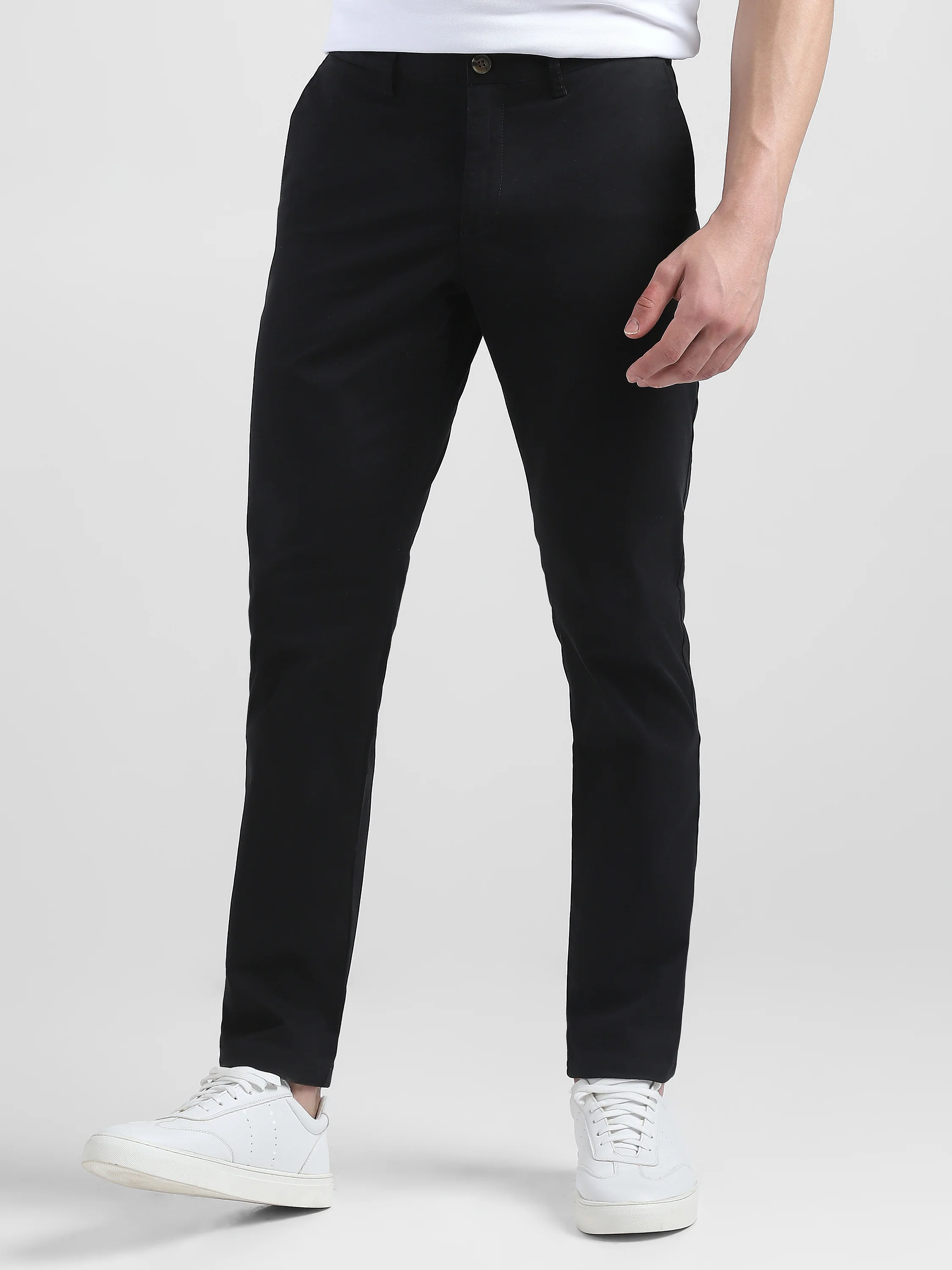 Men Black Mid Rise Regular Fit Trouser - Image 5