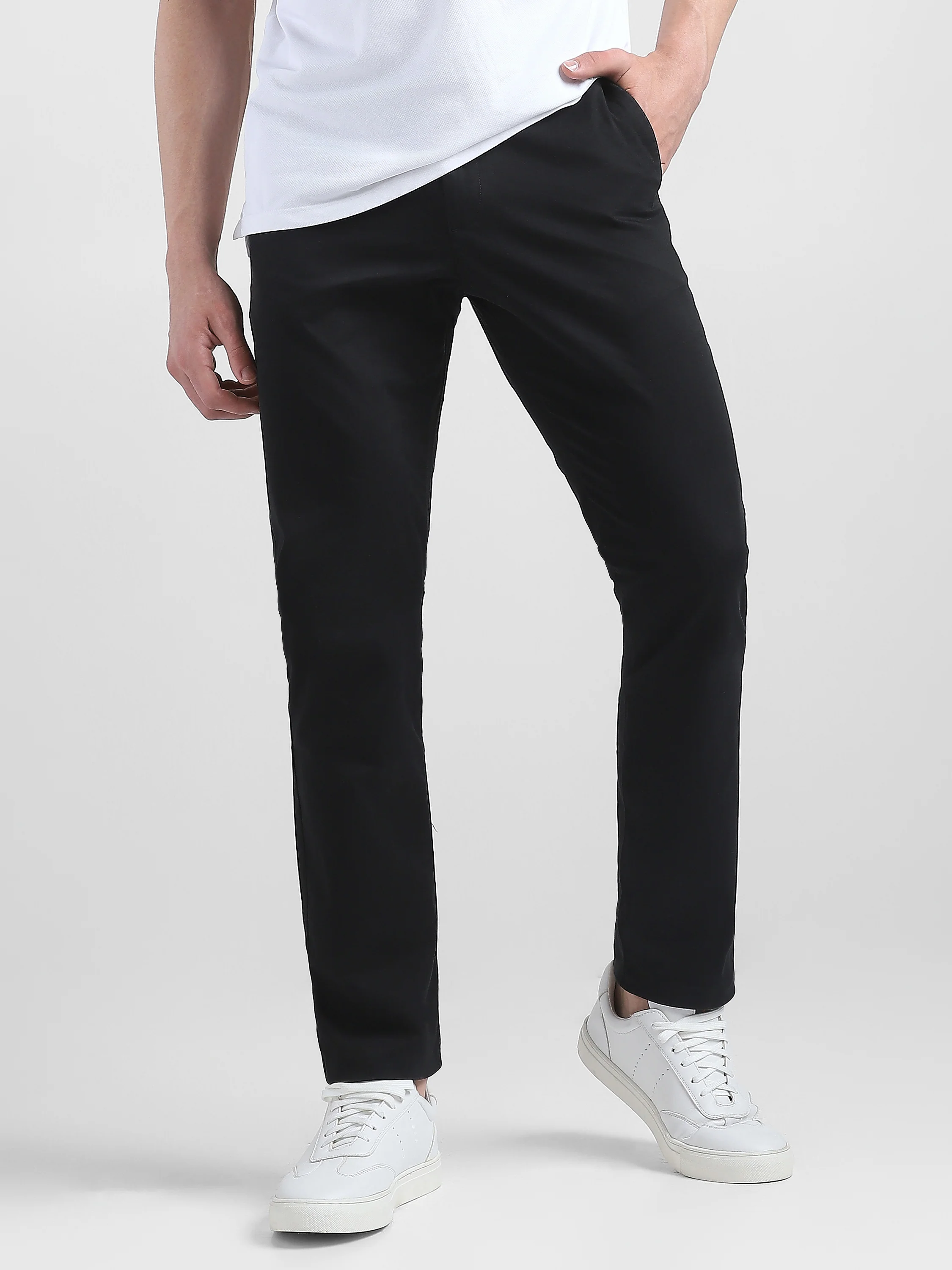 Men Black Mid Rise Regular Fit Trouser - Image 7