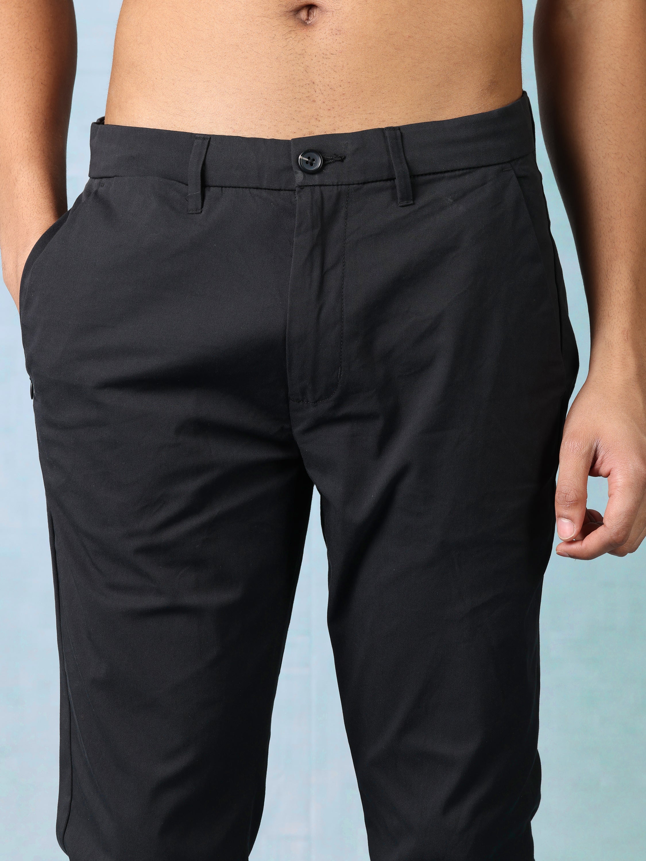 Men Black Mid Rise Regular Fit Trouser - Image 6