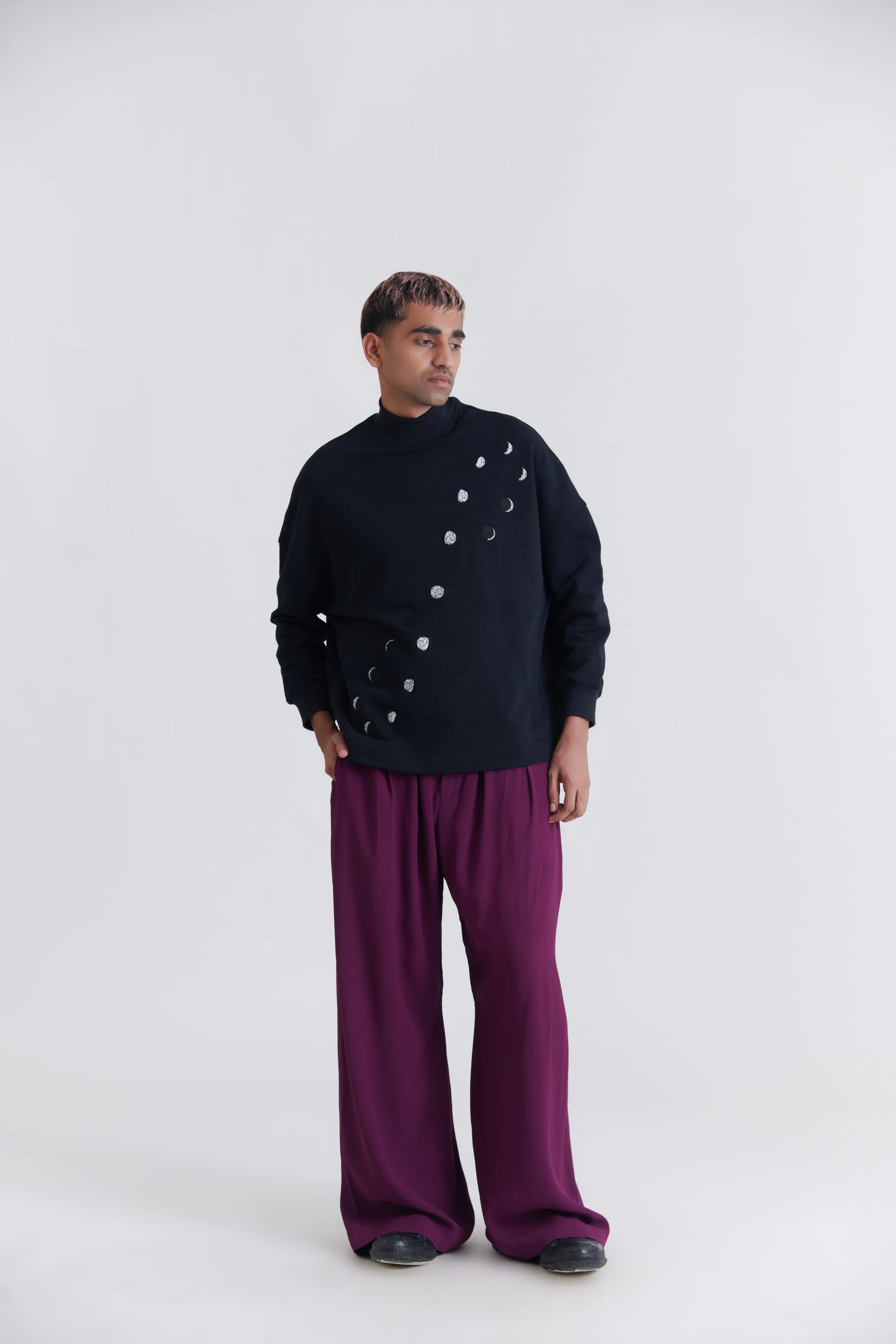 Men Black Moon Analemma Cotton Sweatshirt - Image 2