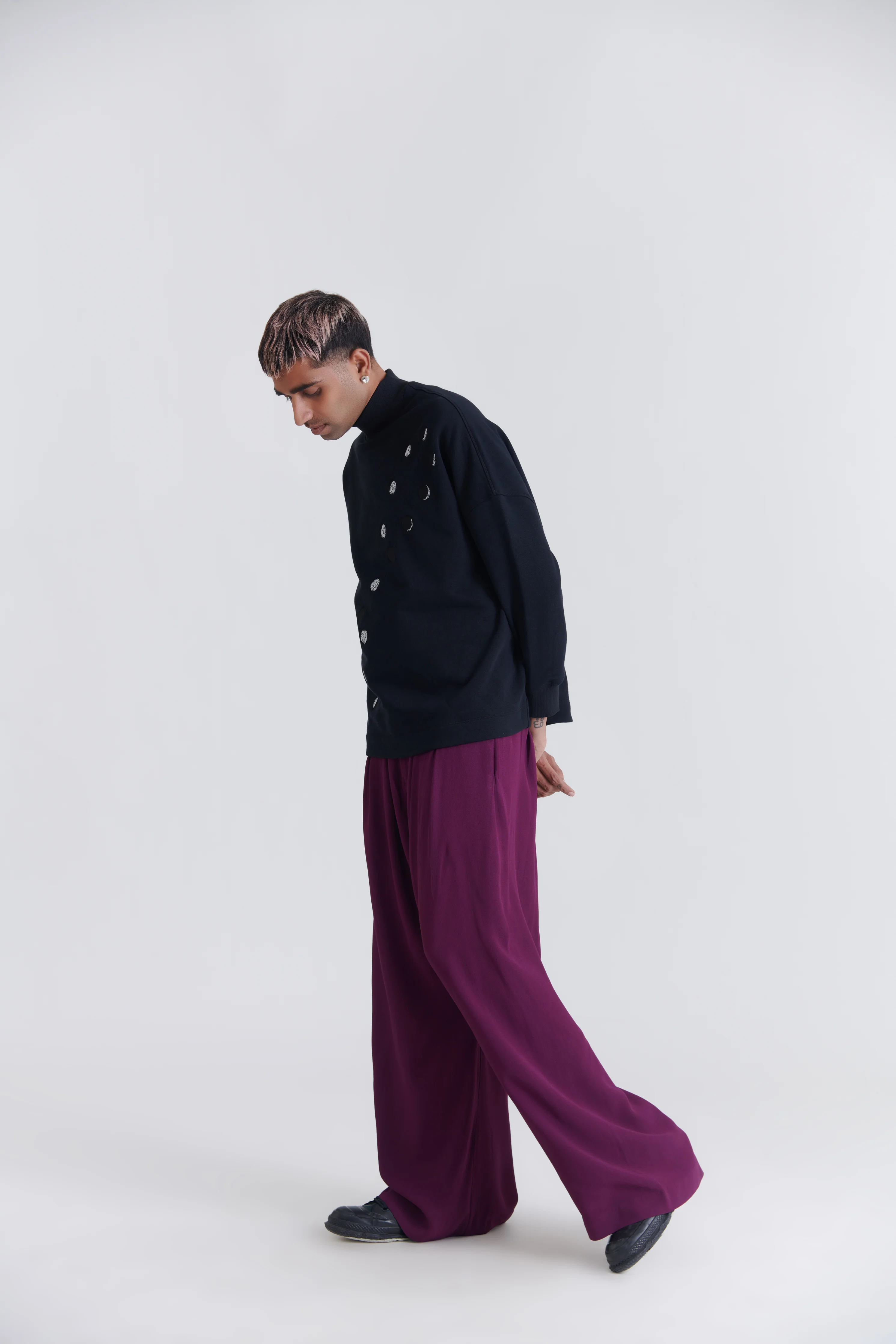 Men Black Moon Analemma Cotton Sweatshirt - Image 3