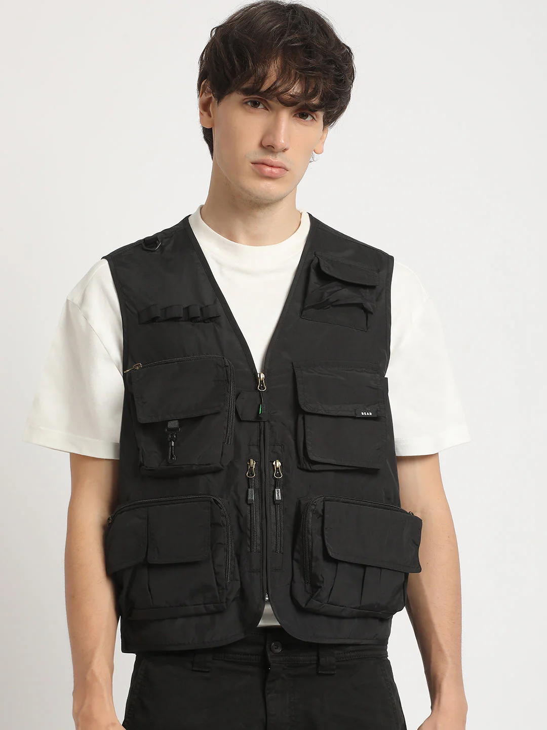 Men  Black Multi-Pocket Utility Jacket - Image 2