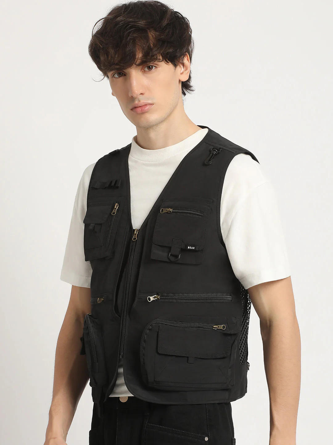 Men  Black Multi-Pocket Utility Jacket - Image 3