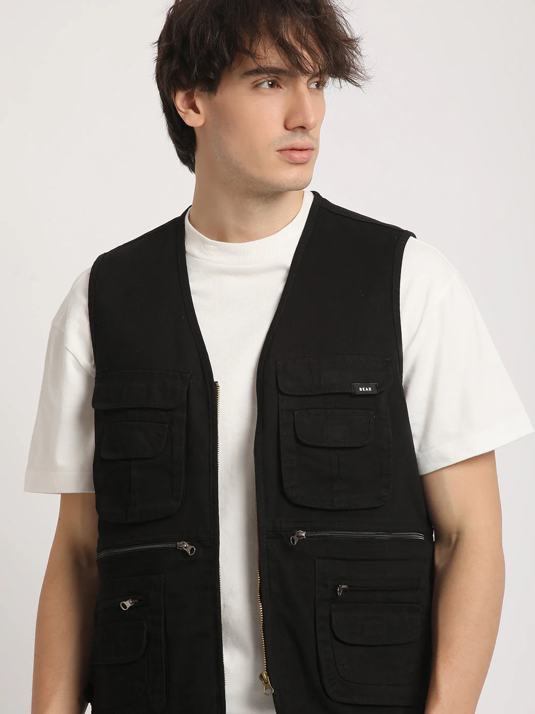 Men Black Multi-Pocket Utility Jacket