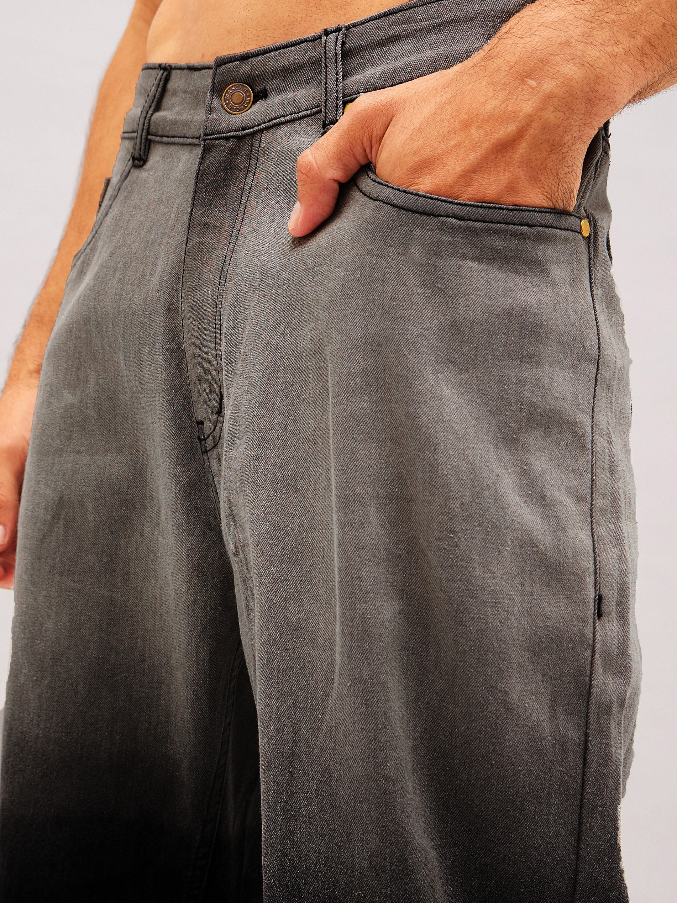 Men Black Ombre Relax Fit Jeans - Image 3