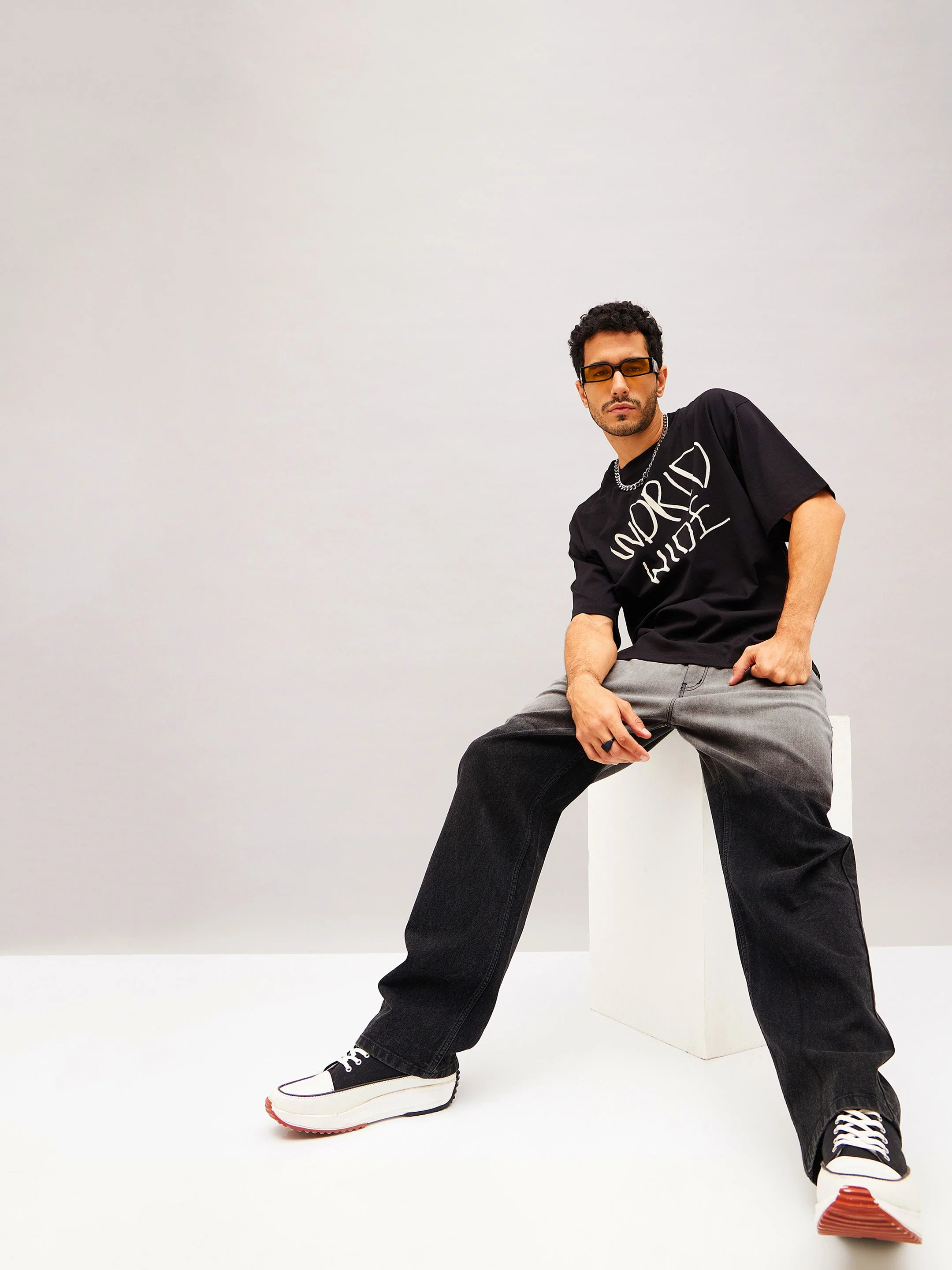 Men Black Ombre Relax Fit Jeans - Image 5