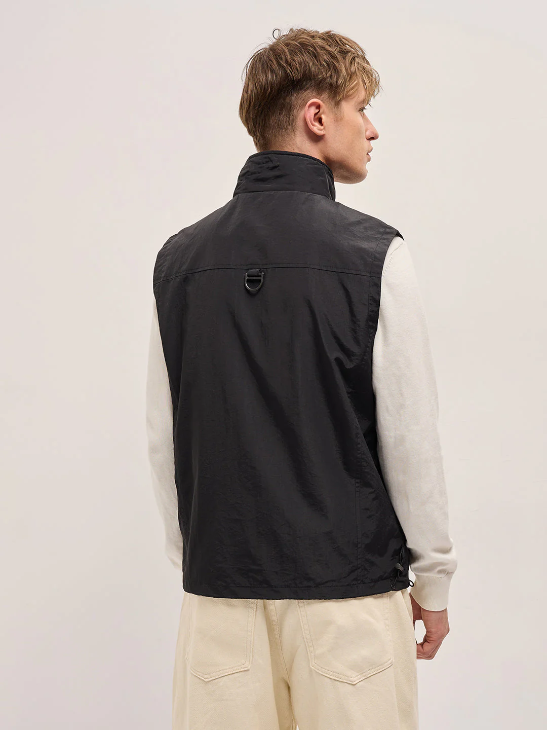 Men Black Outdoor Utility Multi-Pocket Vest Jacket - Image 2