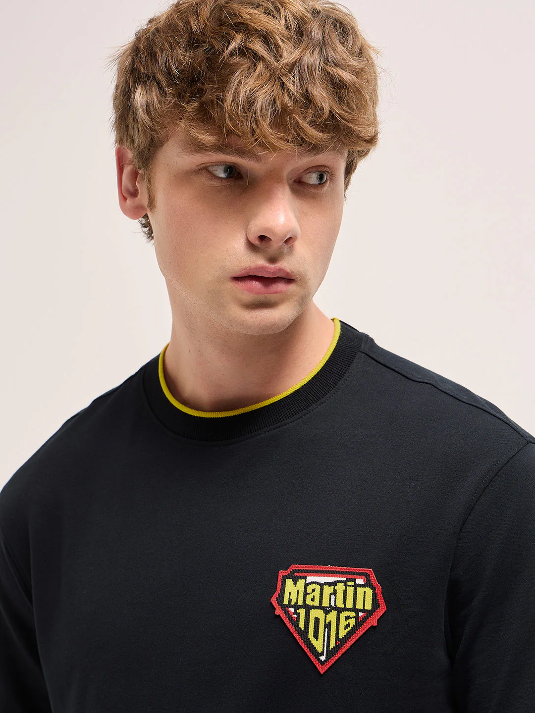Men Black Oversize Graphic Design Crew Neck T-shirt - Image 5