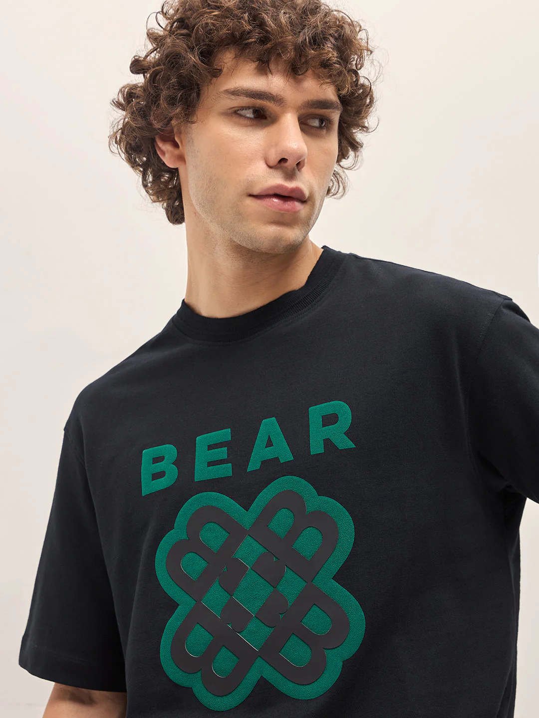 Men Black Oversize Graphic Design Crew Neck T-shirt - Image 5