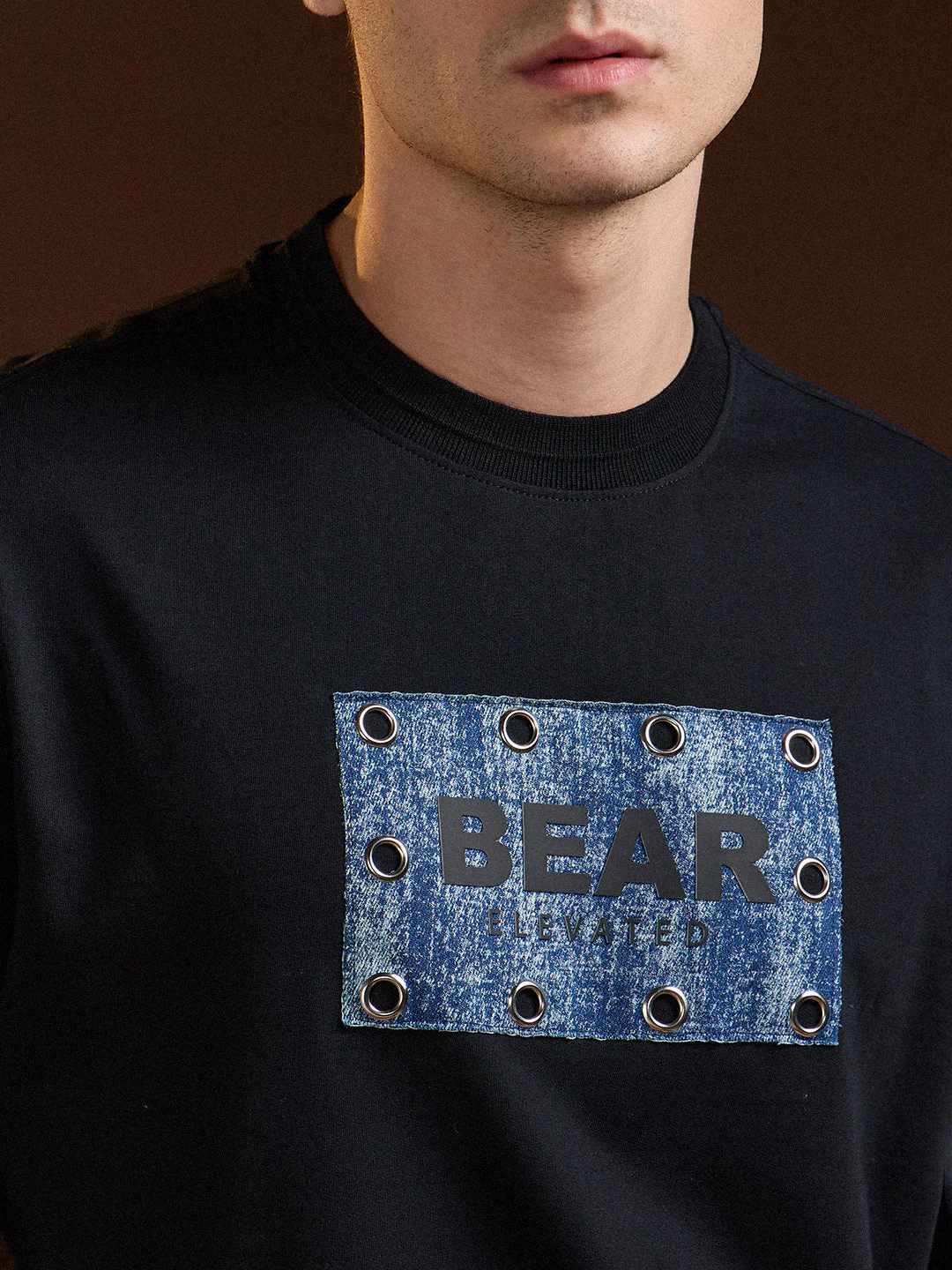 Men Black Oversize Graphic Design Crew Neck T-shirt - Image 5