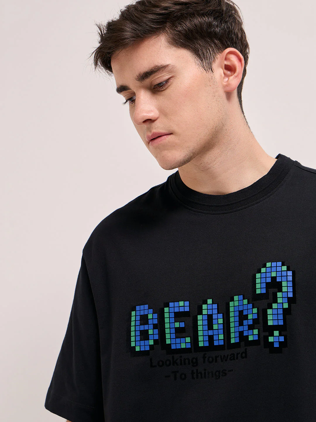 Men Black Oversize Graphic Printed Crew Neck T-shirt - Image 5