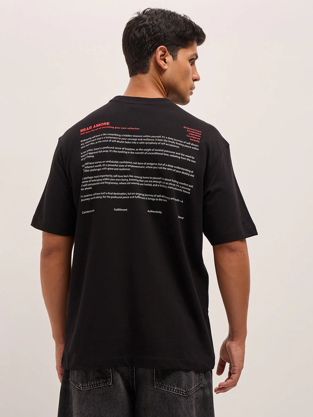 Men Black Oversize Graphic Printed Crew Neck T-shirt - Image 2