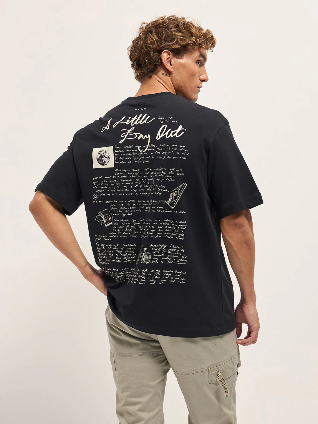 Men Black Oversized Graphic T-Shirt - Image 3