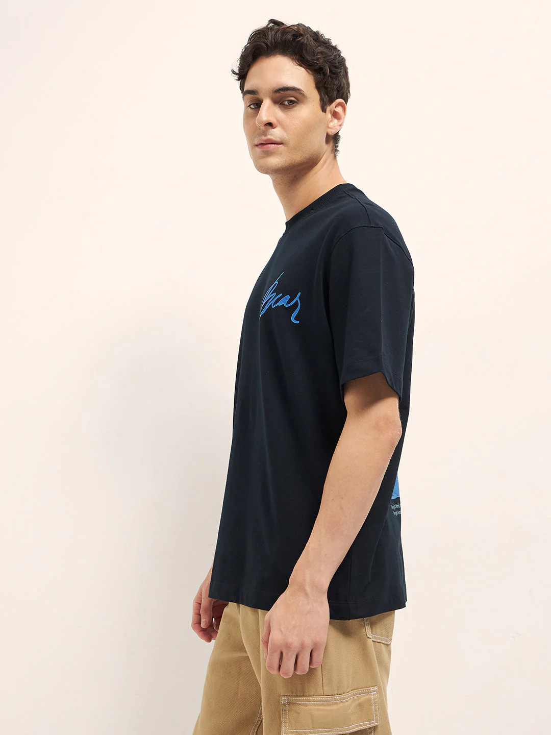 Men Black Oversize Graphic T-Shirt - Image 2