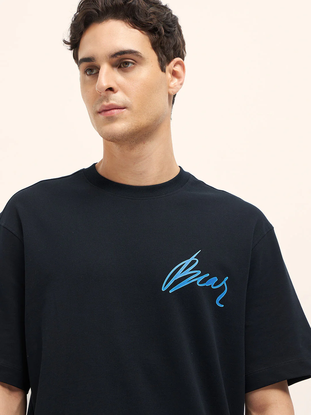 Men Black Oversize Graphic T-Shirt - Image 5