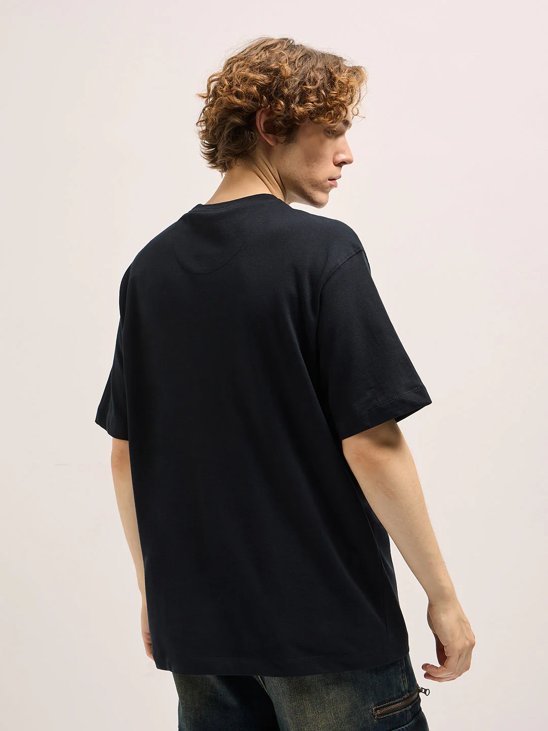 Men Black Oversize splatter paint effect Crew Neck T-shirt - Image 5