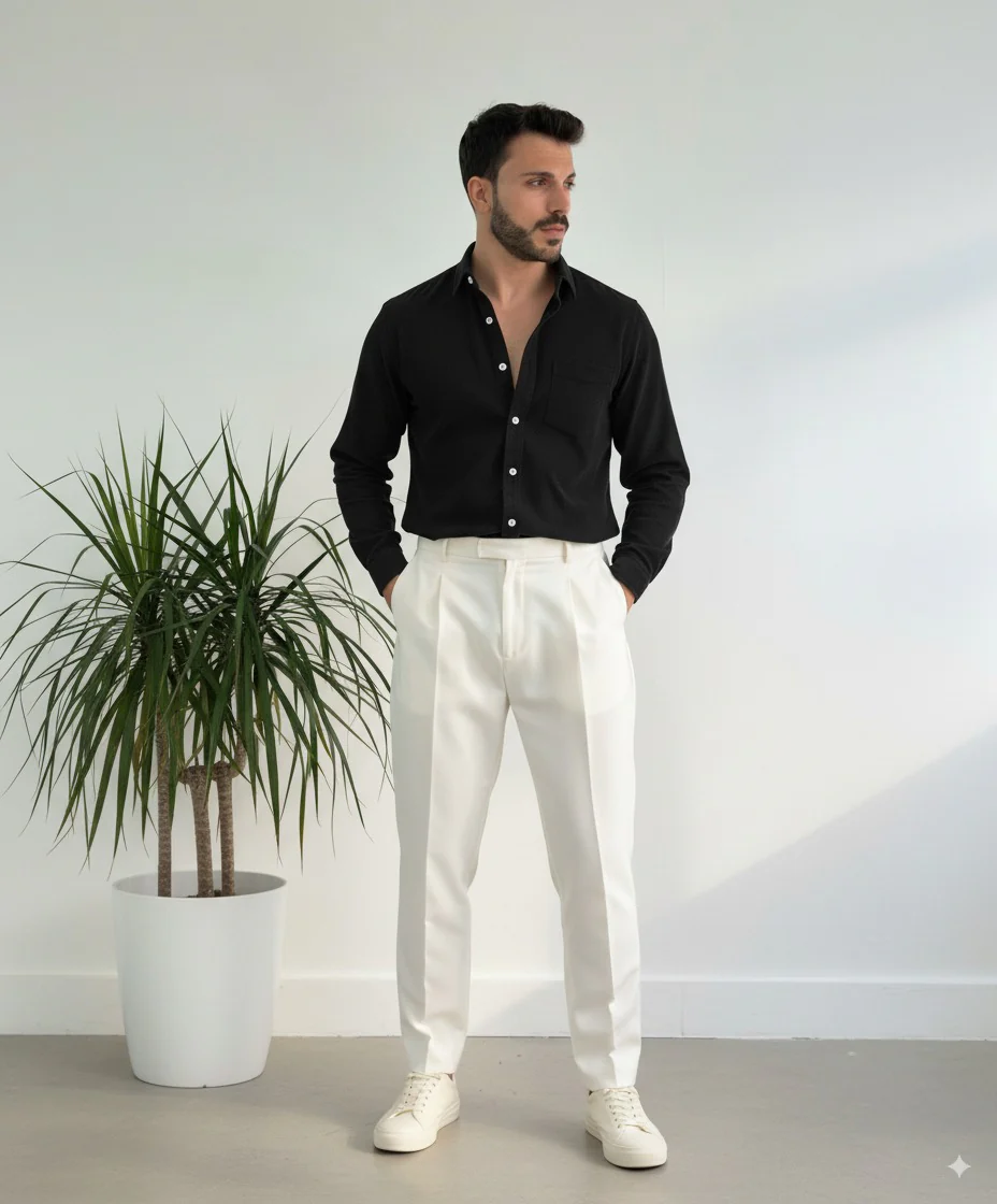 Men Black Oversized Corduroy Shirt - Image 4