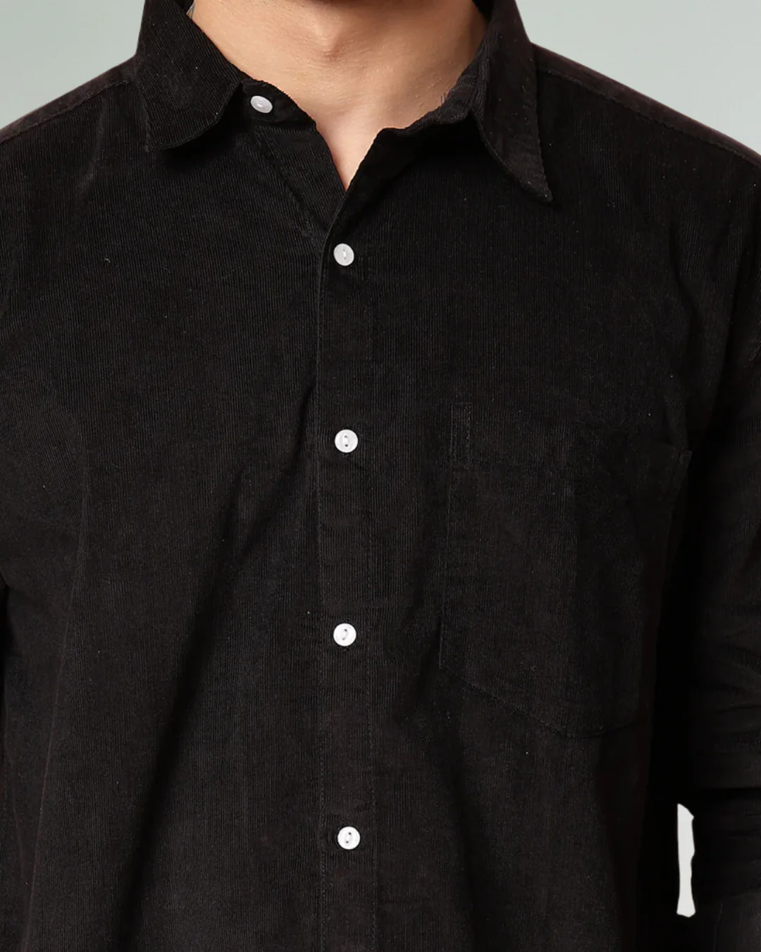 Men Black Oversized Corduroy Shirt - Image 6