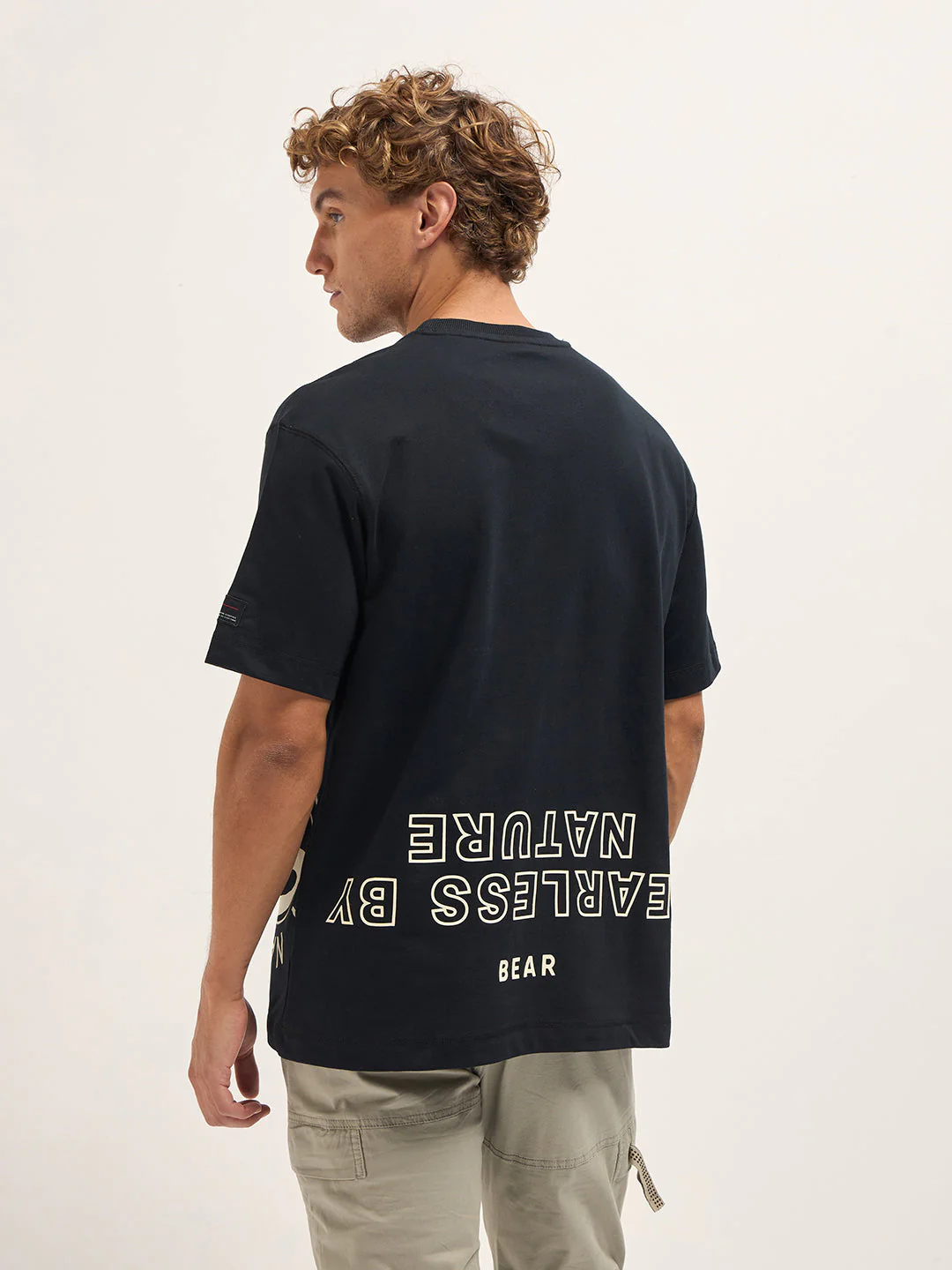Men Black Oversized Crew Neck T-Shirt - Image 2