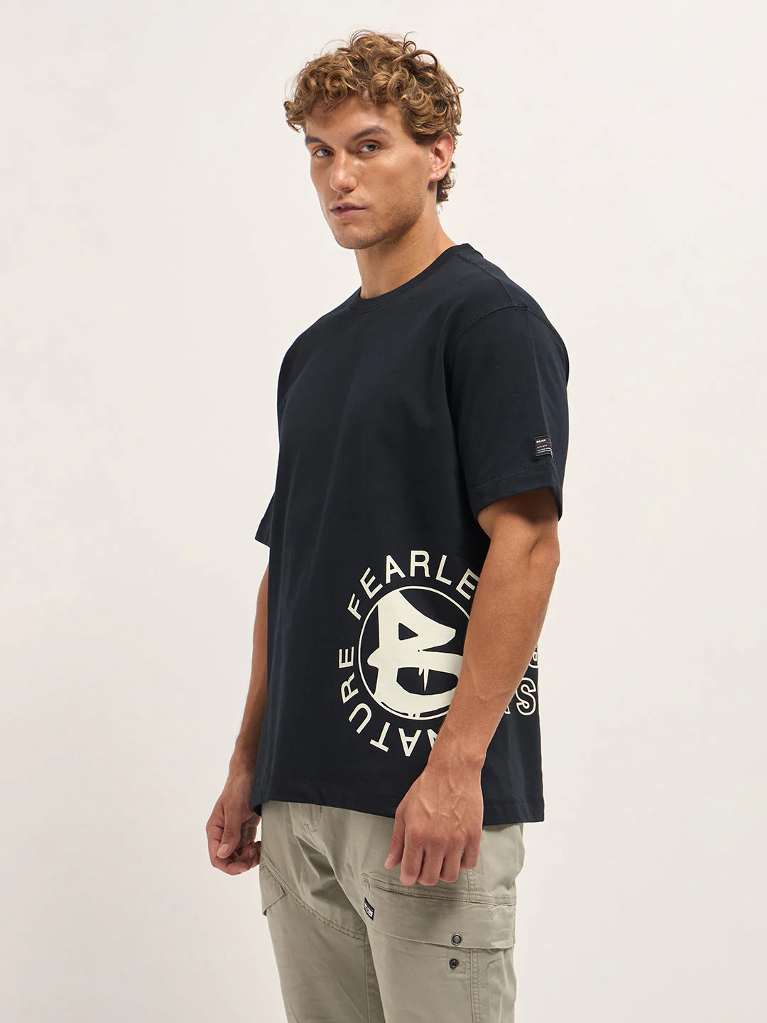 Men Black Oversized Crew Neck T-Shirt - Image 3