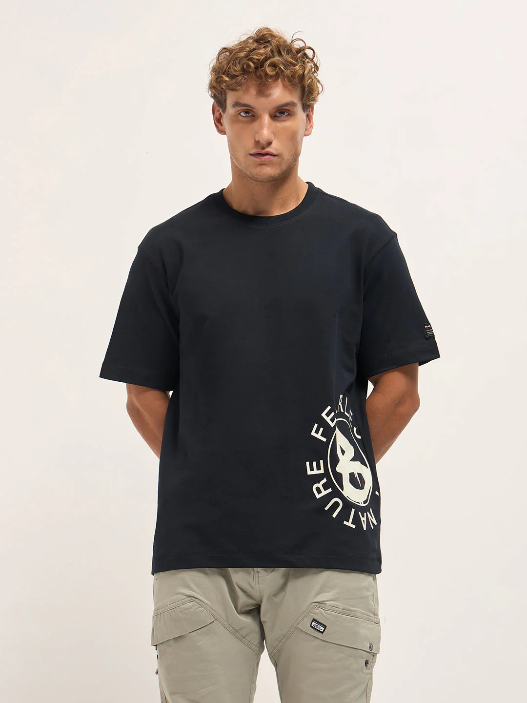 Men Black Oversized Crew Neck T-Shirt - Image 6