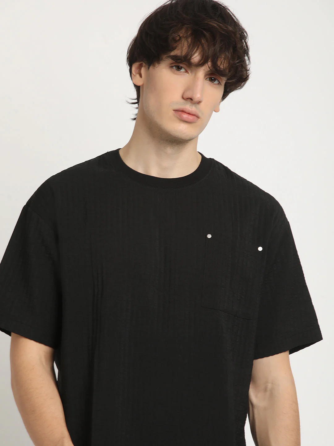 Men Black Oversized Fit Round Neck T-shirt - Image 6