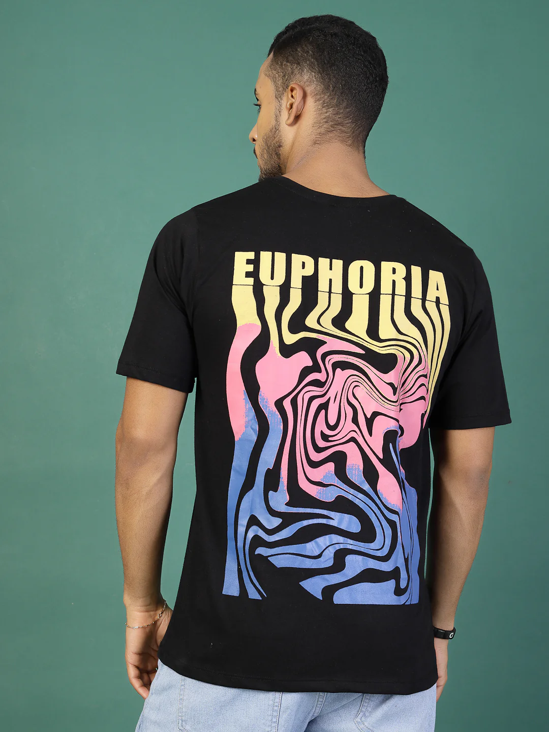 Men Black Oversized Printed T-shirt - Image 5