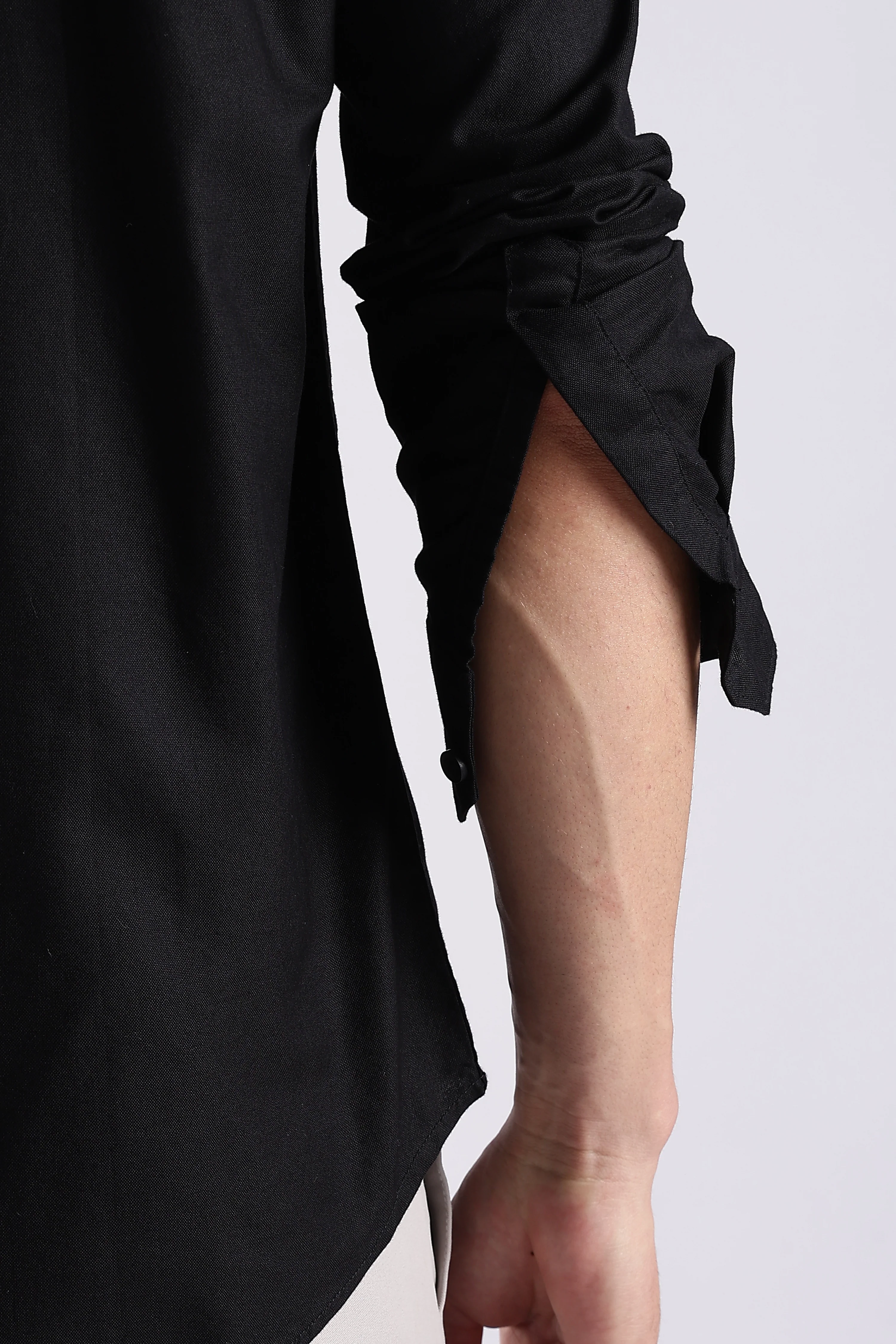 Men Black Oxford Solid Shirt - Image 8