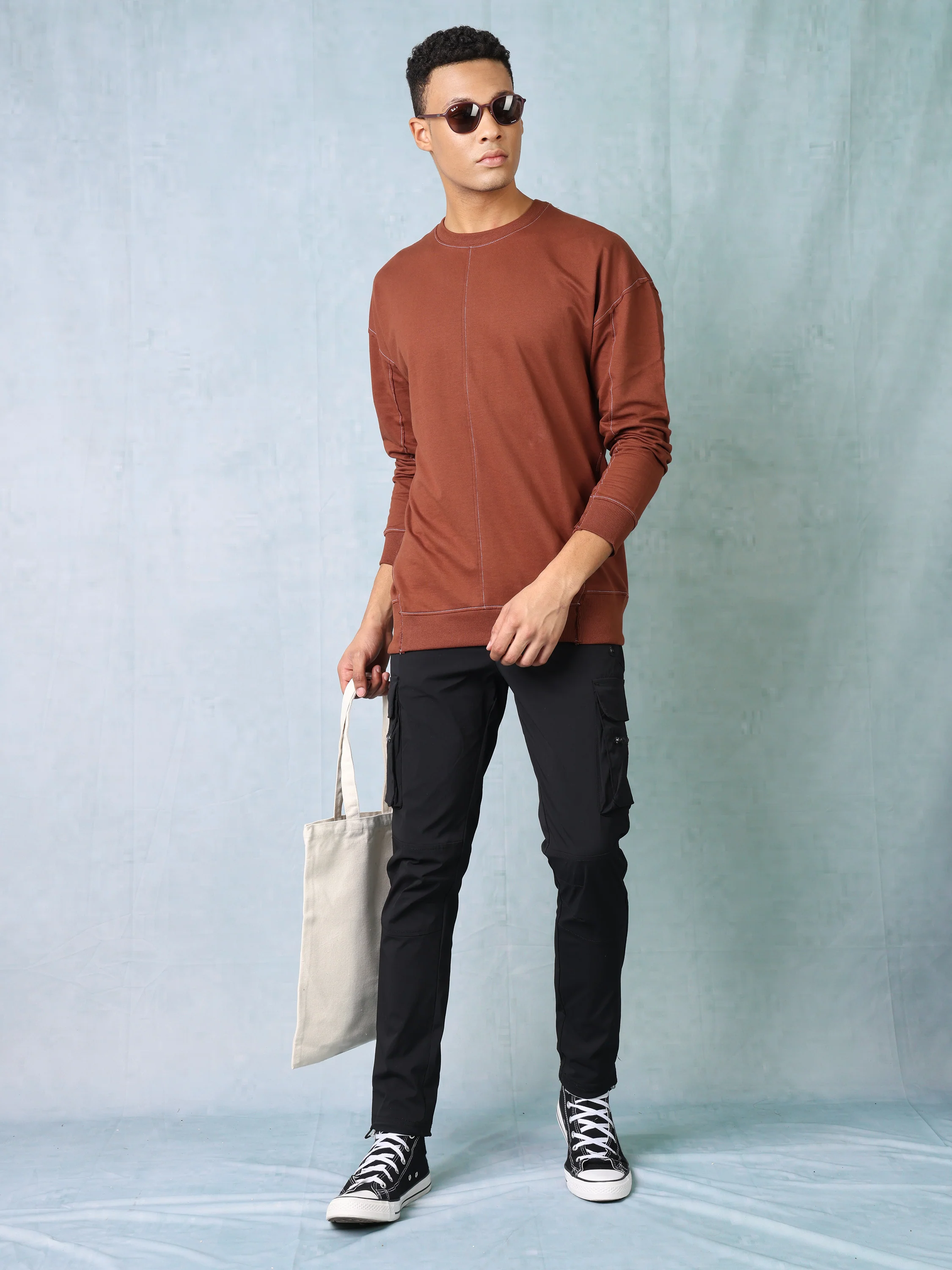 Men Black Parachute Cargo Pants - Image 2