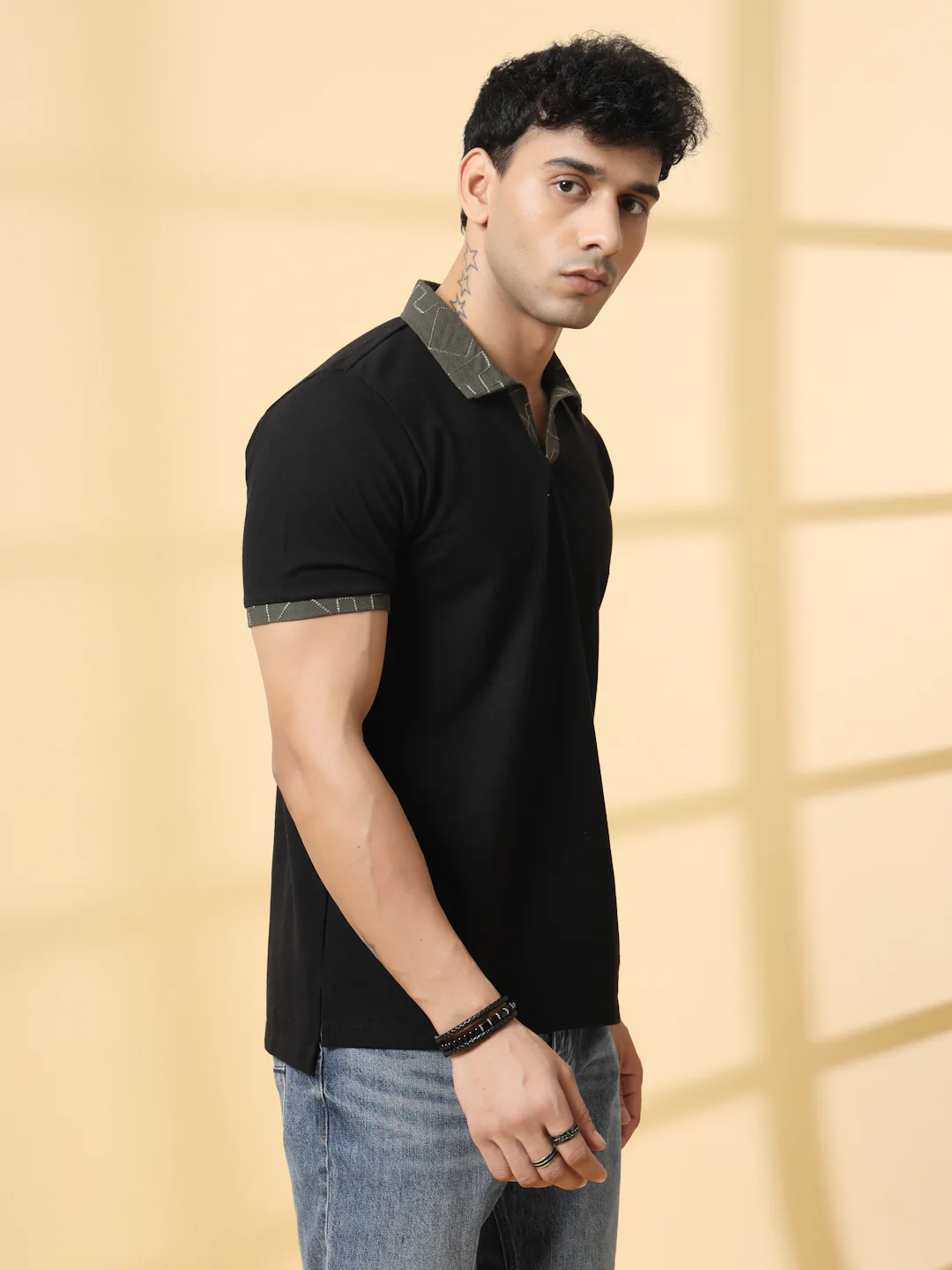 Men Black Polo T-shirt - Image 4