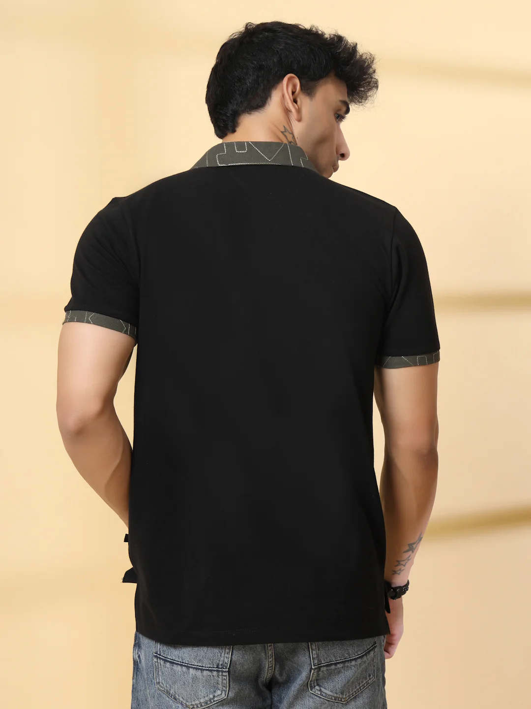 Men Black Polo T-shirt - Image 5