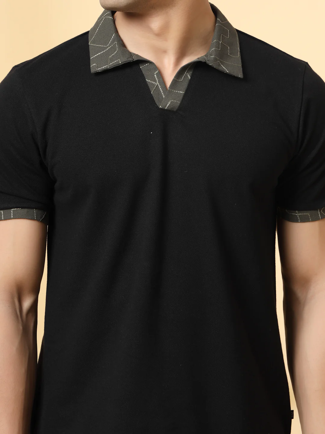 Men Black Polo T-shirt - Image 6