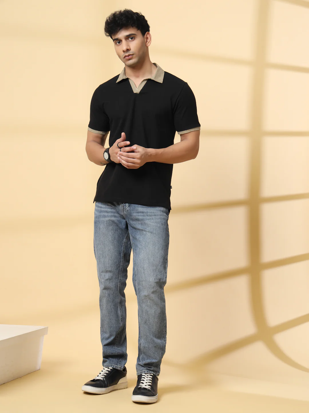 Men Black Polo T-shirt - Image 2
