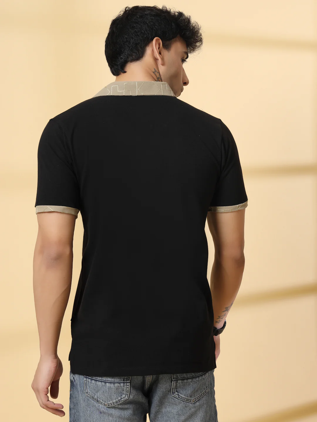 Men Black Polo T-shirt - Image 5