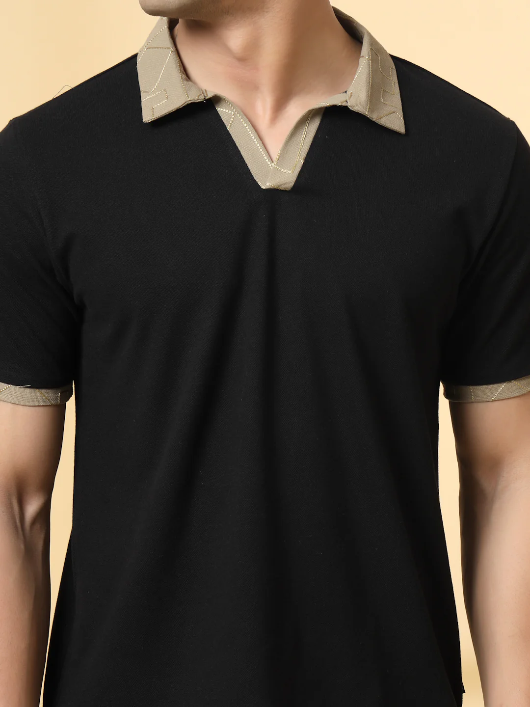 Men Black Polo T-shirt - Image 6