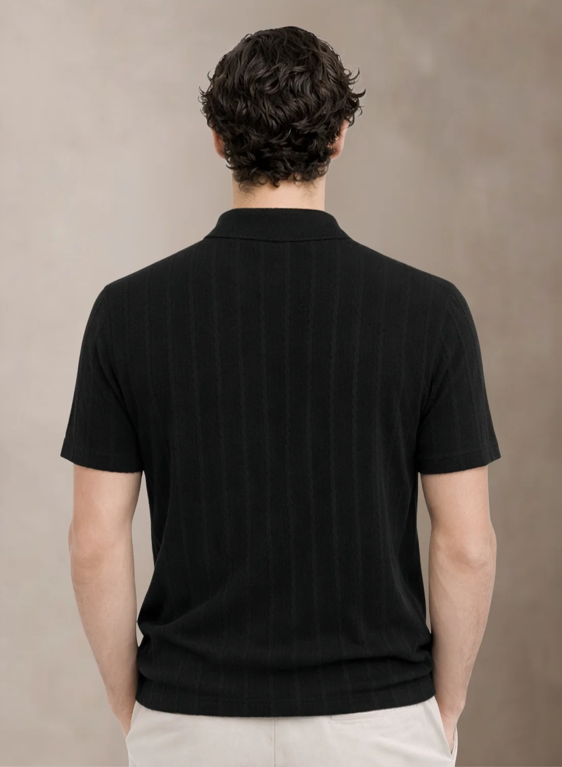 Men Black Polo T-Shirt - Image 3