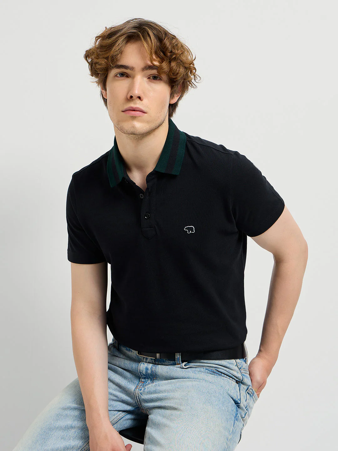 Men Black Polo T-shirt