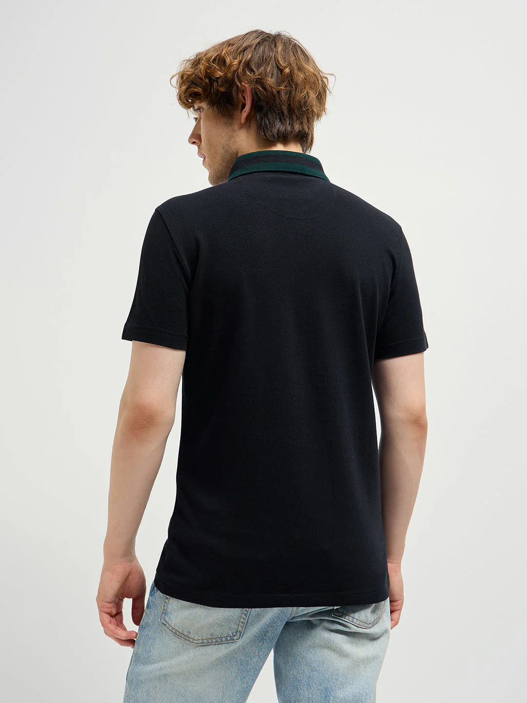 Men Black Polo T-shirt - Image 2