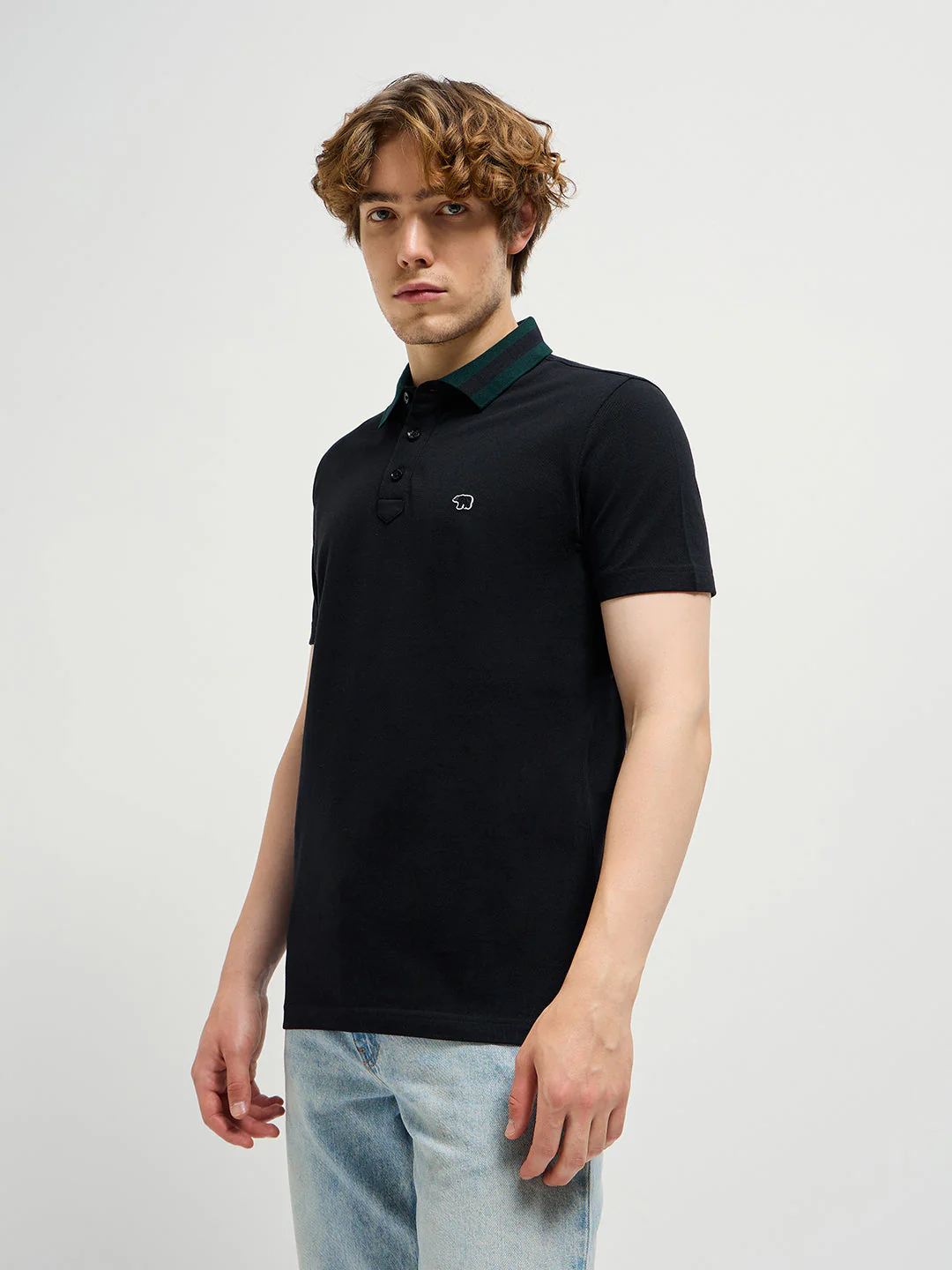 Men Black Polo T-shirt - Image 3