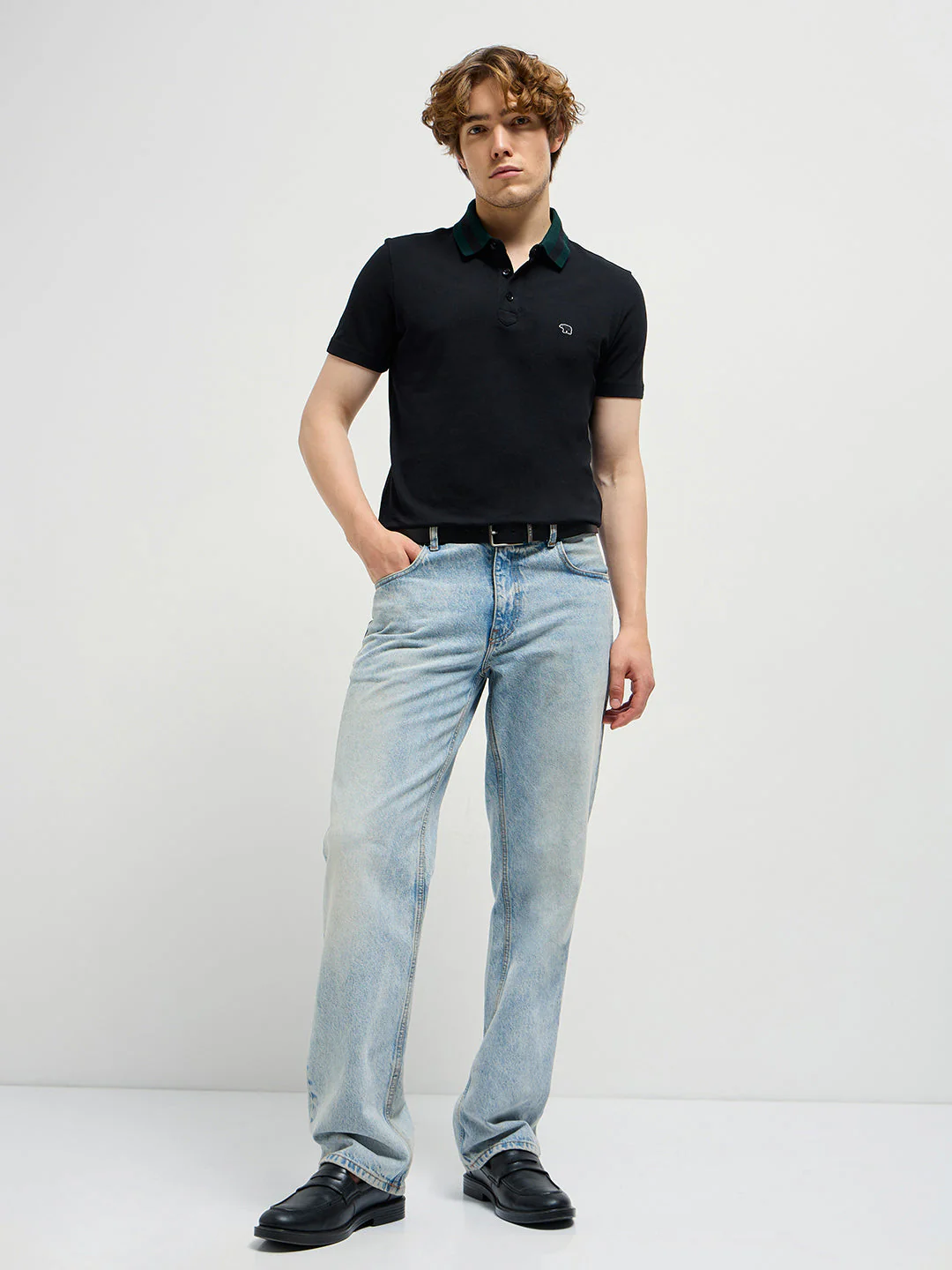 Men Black Polo T-shirt - Image 4