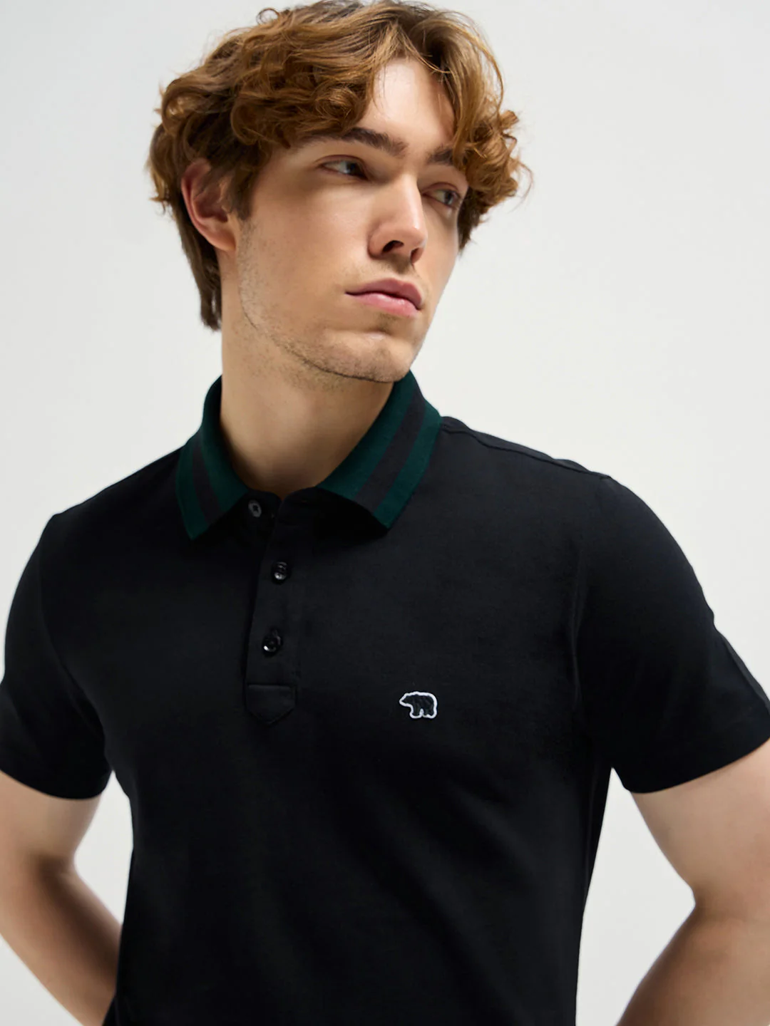 Men Black Polo T-shirt - Image 5