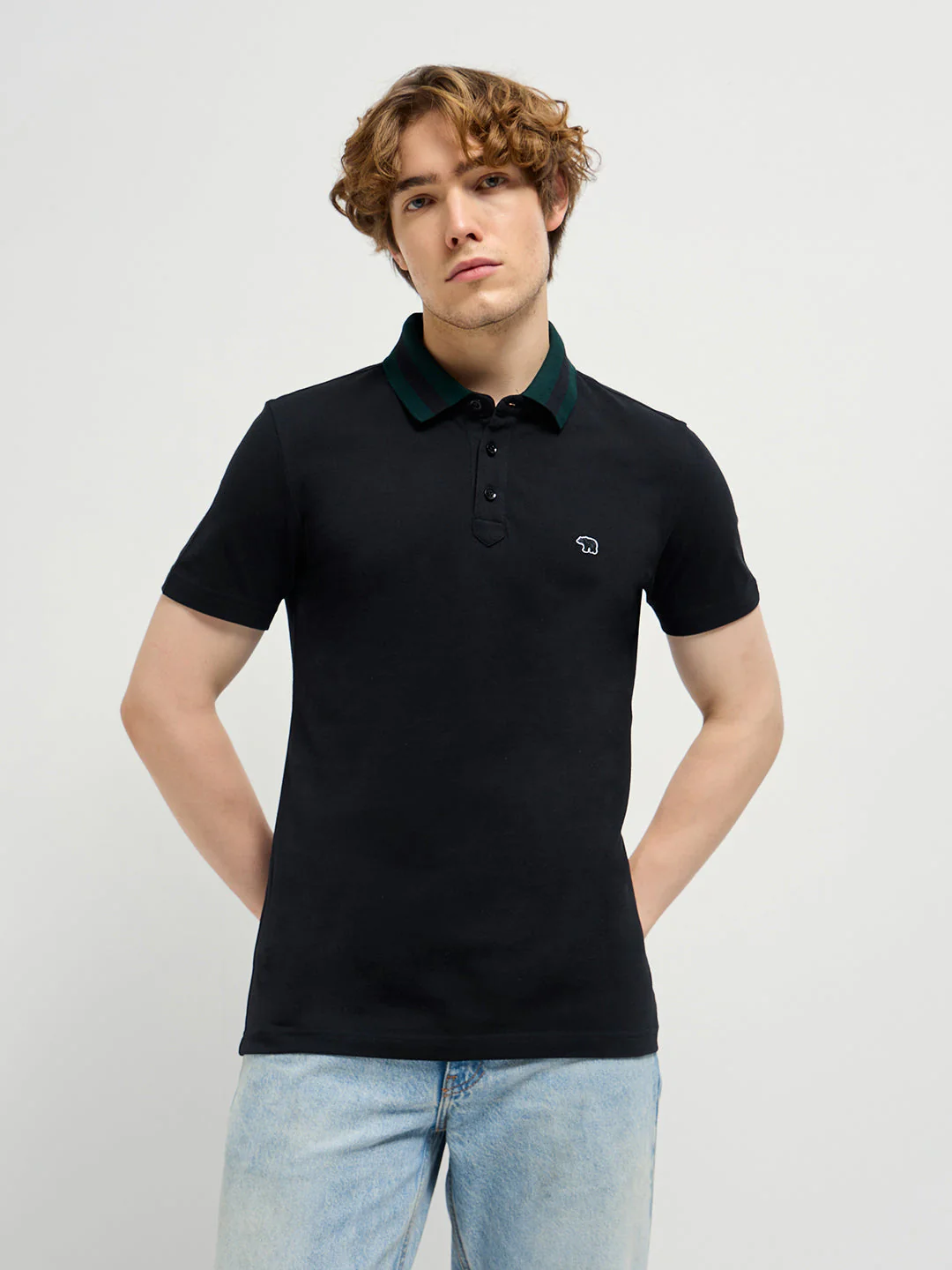 Men Black Polo T-shirt - Image 6