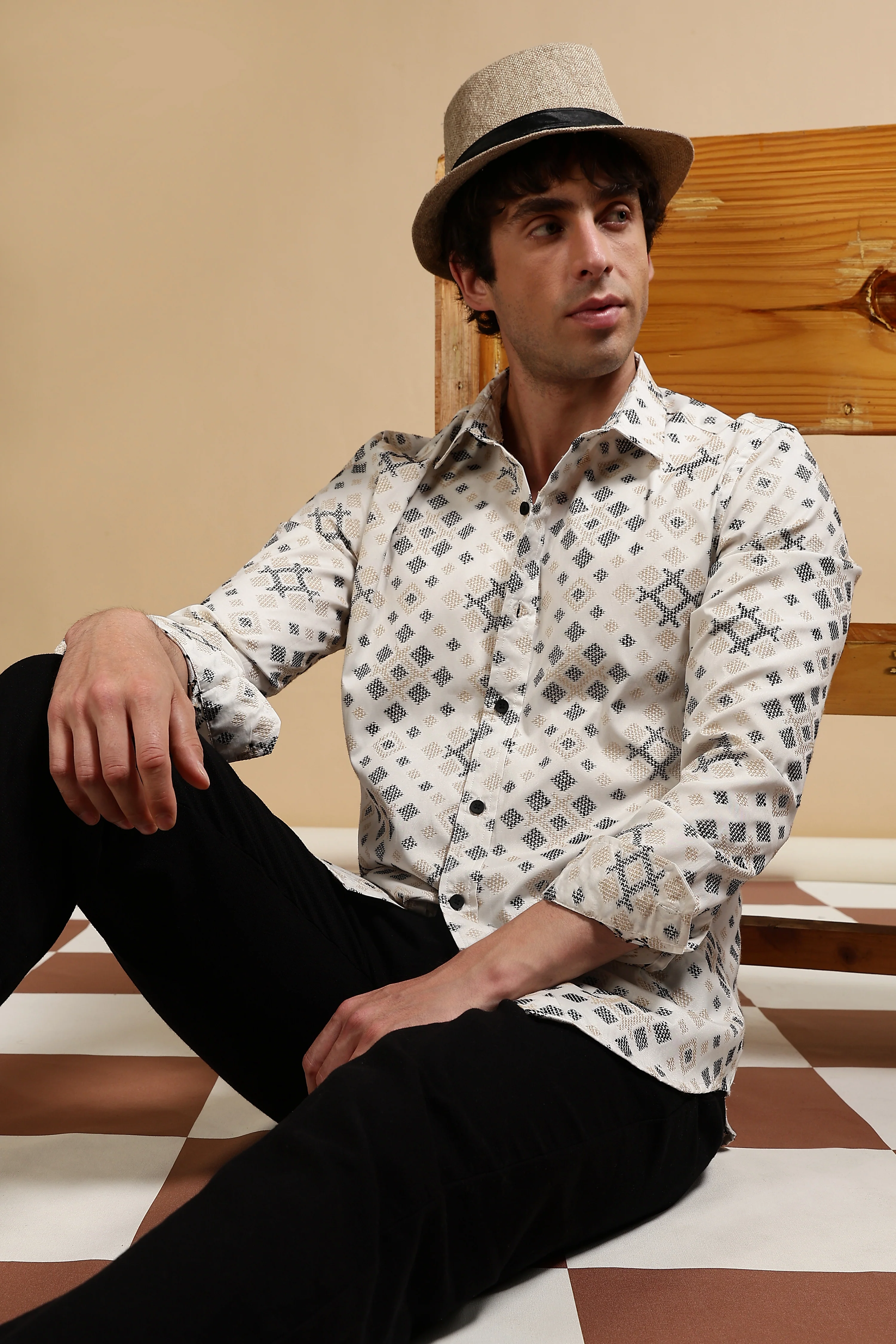Men Black Poly Cotton Slim Fit Shirt - Image 10
