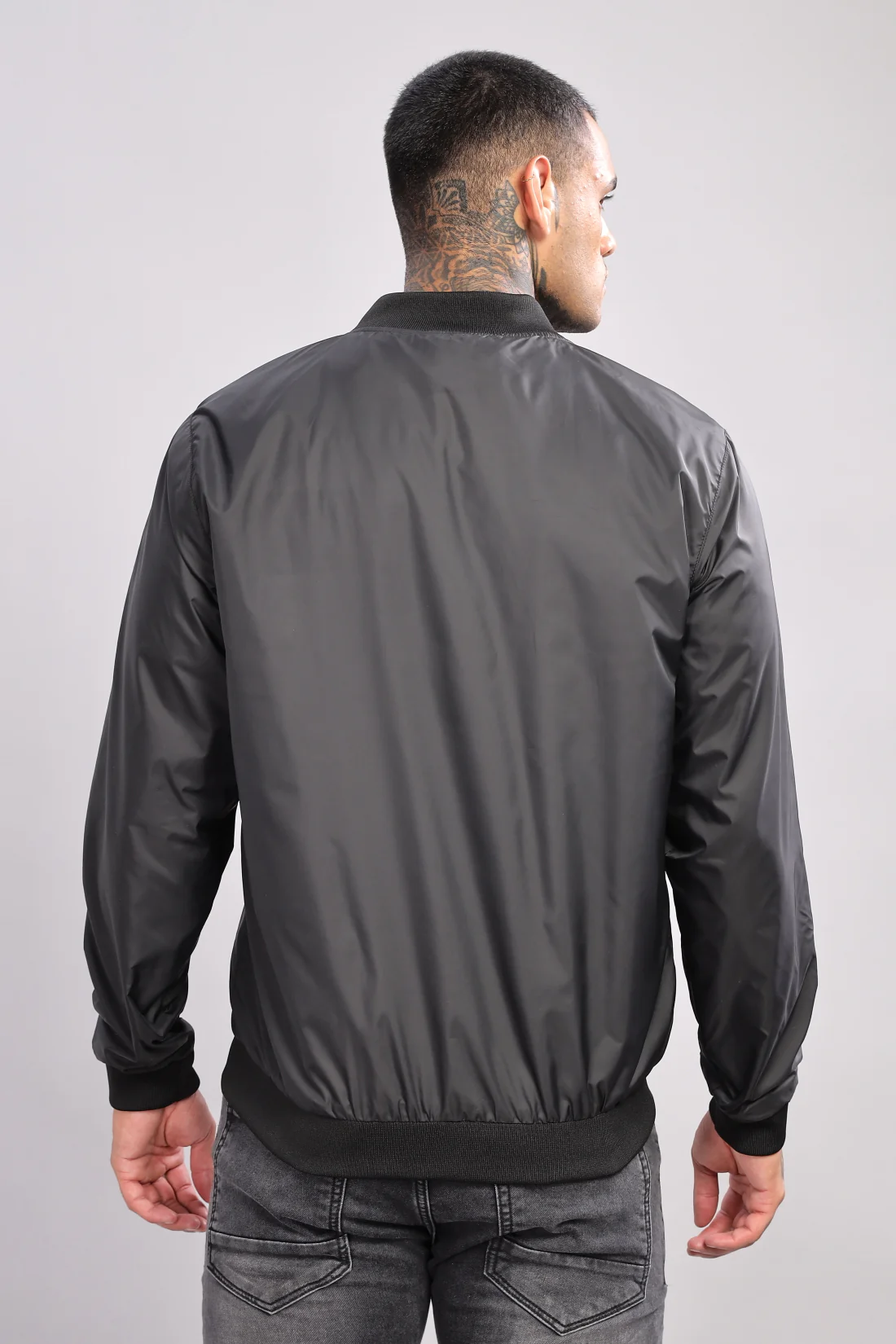 Men Black Polyester Winter Jacket - Image 2
