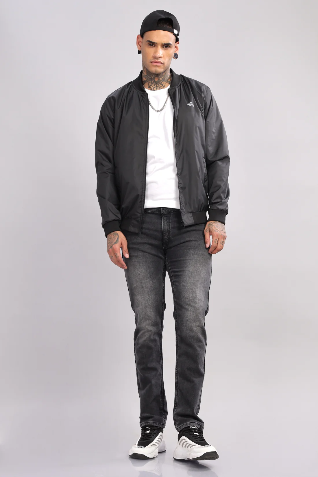 Men Black Polyester Winter Jacket - Image 5