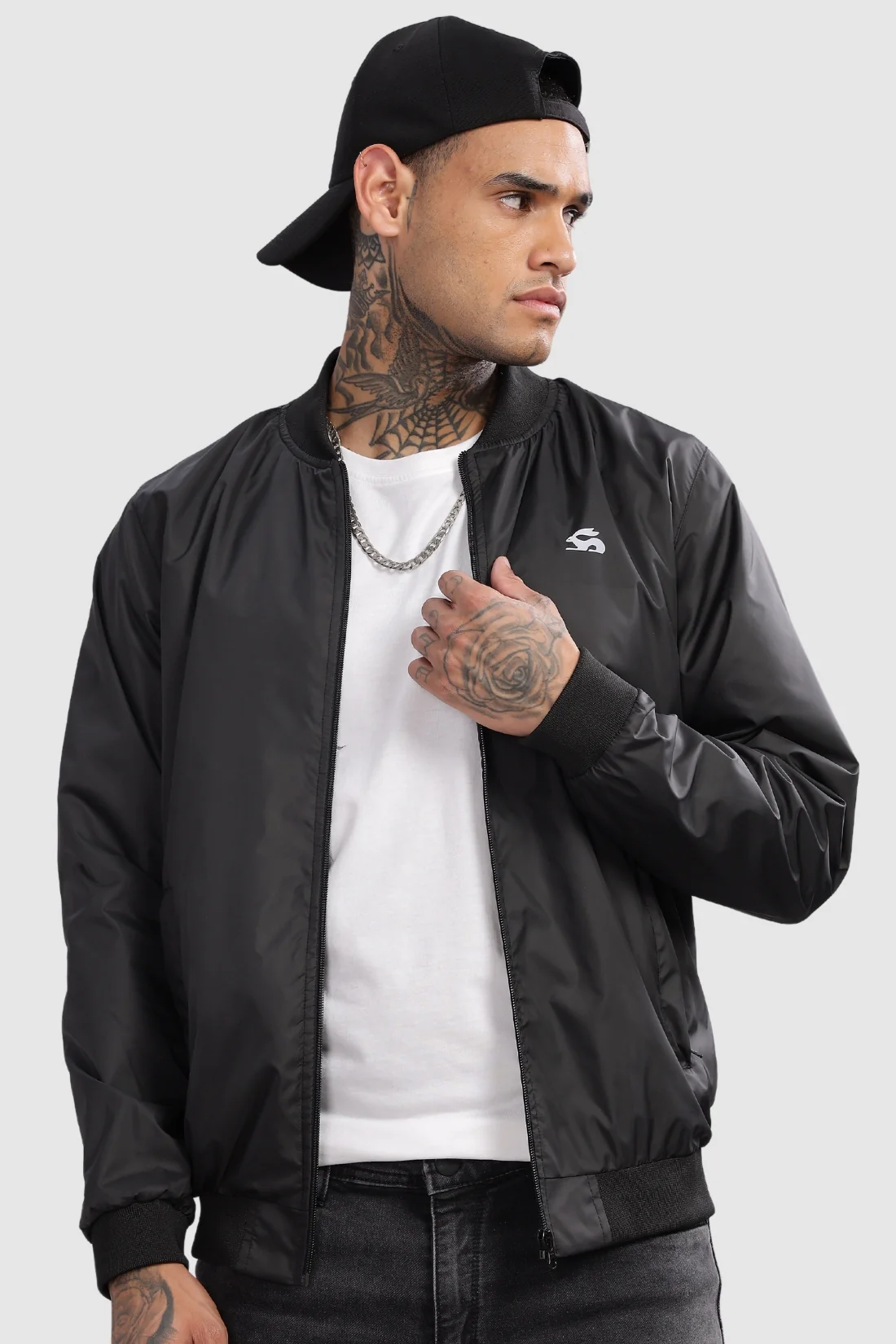 Men Black Polyester Winter Jacket - Image 7