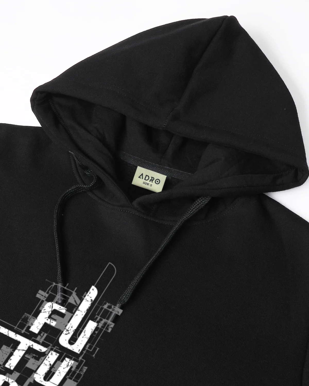 Men Black Printed Cotton Hoodie - Image 6