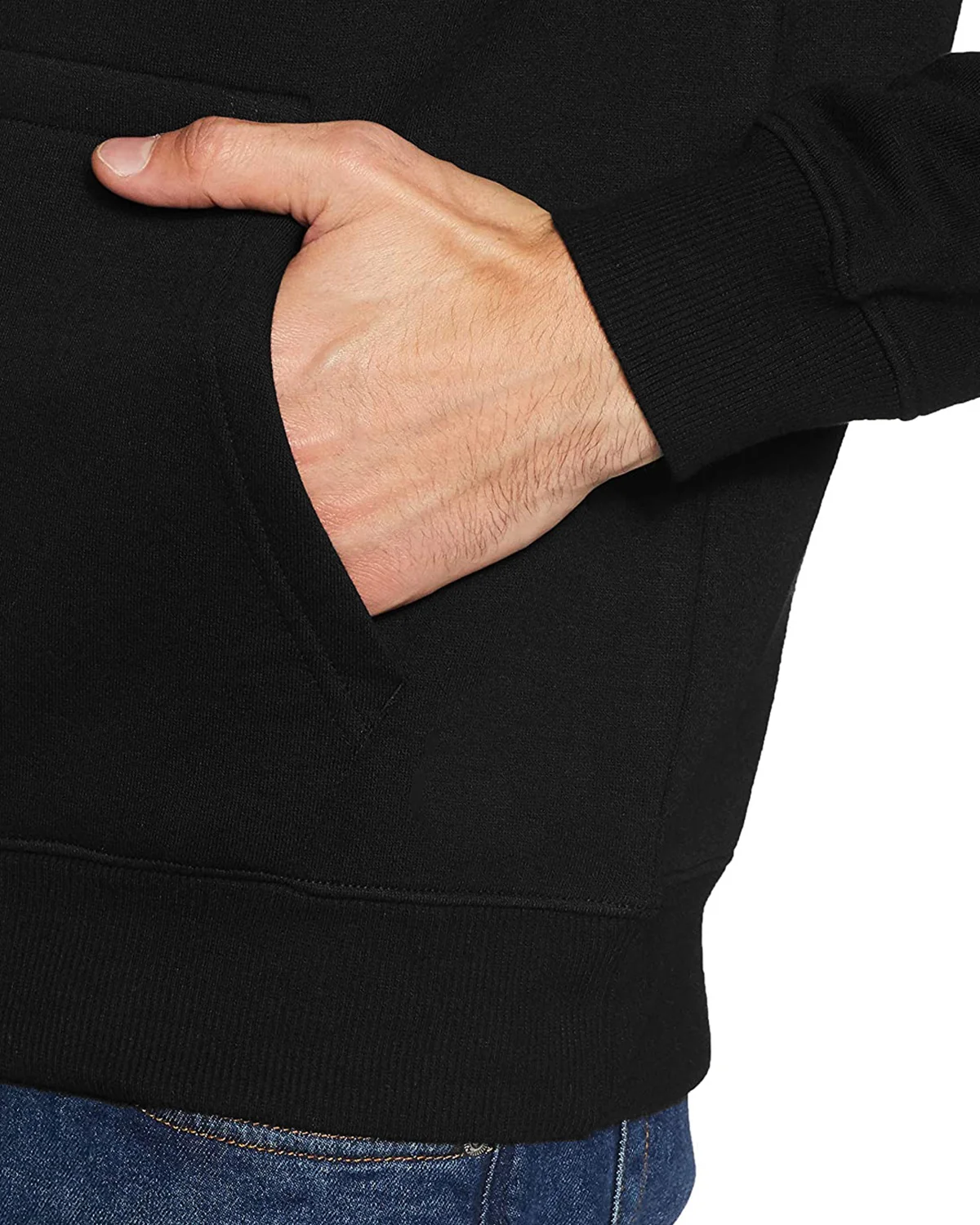 Men Black Printed Cotton Hoodie - Image 5