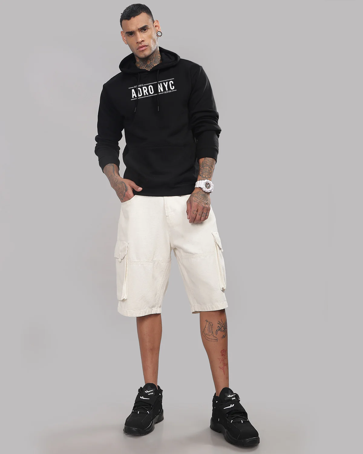 Men Black Printed Hoodie - Image 6